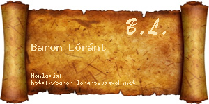 Baron Lóránt névjegykártya